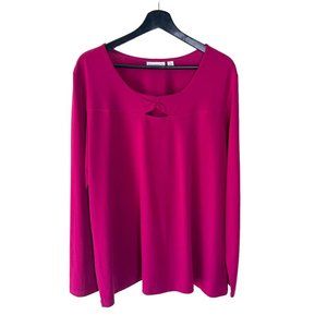Susan Graver Fuchsia Long Sleeve Keyhole Top XL